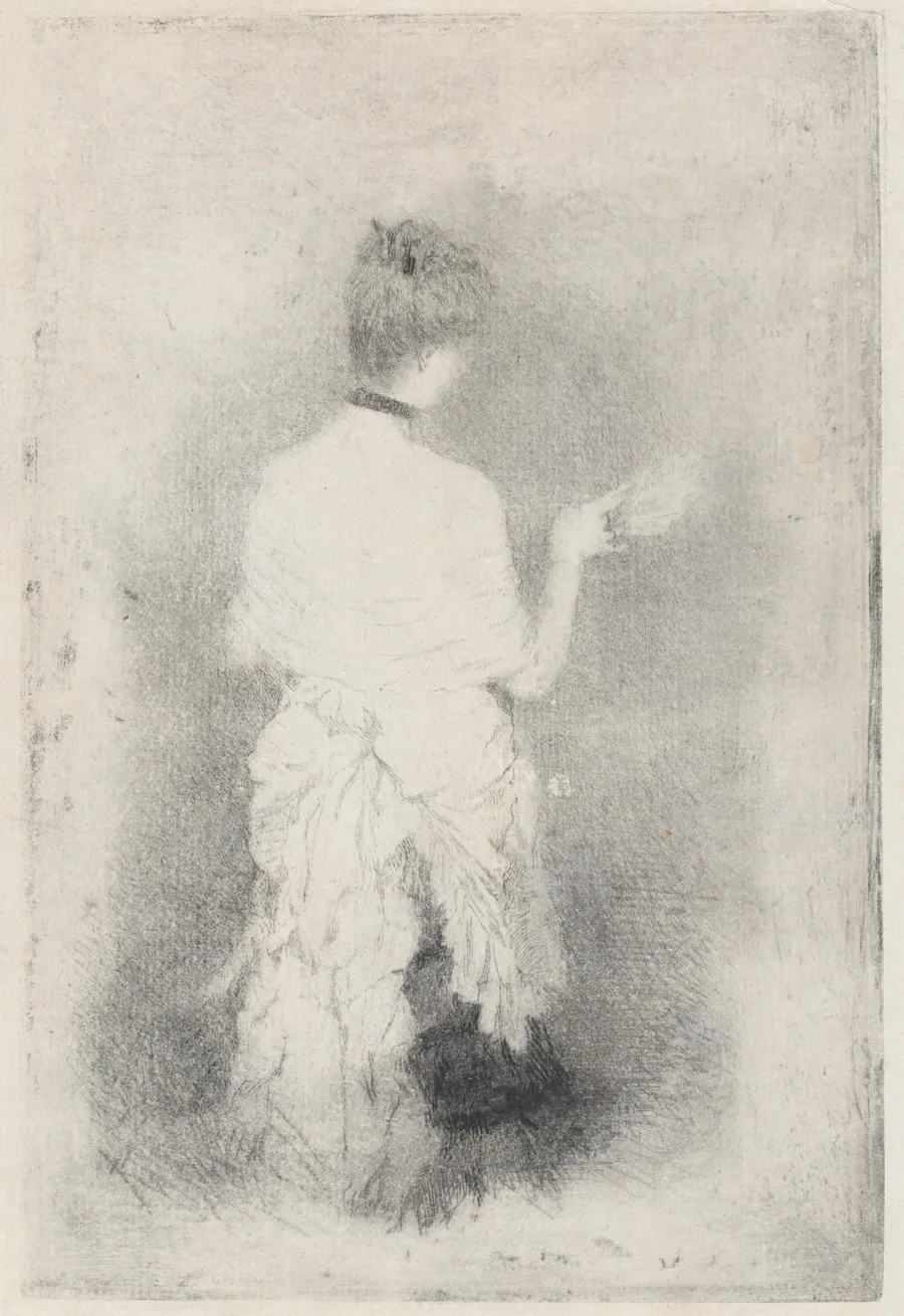 Elegant Young Woman Seen from Behind by Giuseppe De Nittis
