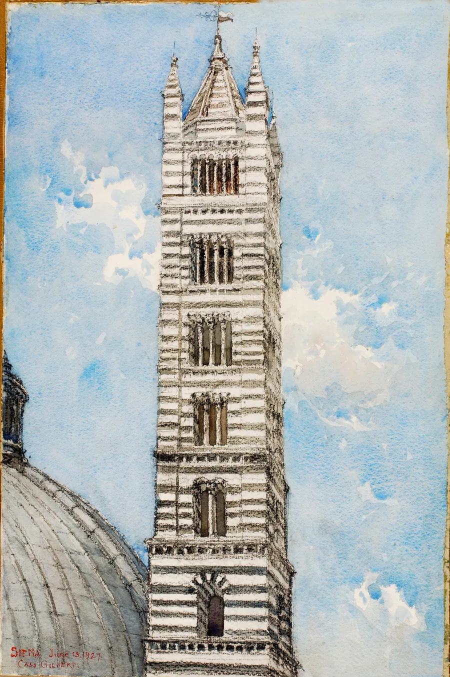 Cathedral Tower, Siena by Cass Gilbert, born Zanesville, OH 1858-died Brockenhurst, England 1934