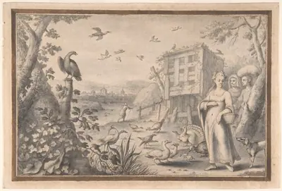 Landscape with Three Figures and Birds