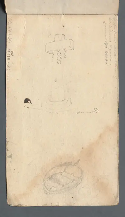 Sketchbook: Study of Cross and Rowboat (on back cover)
