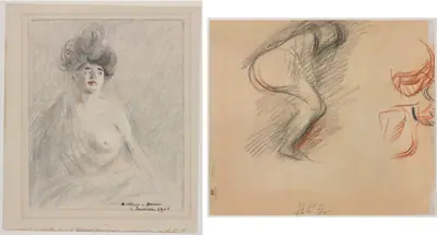 Courtesan (recto) Figure Sketches (verso)