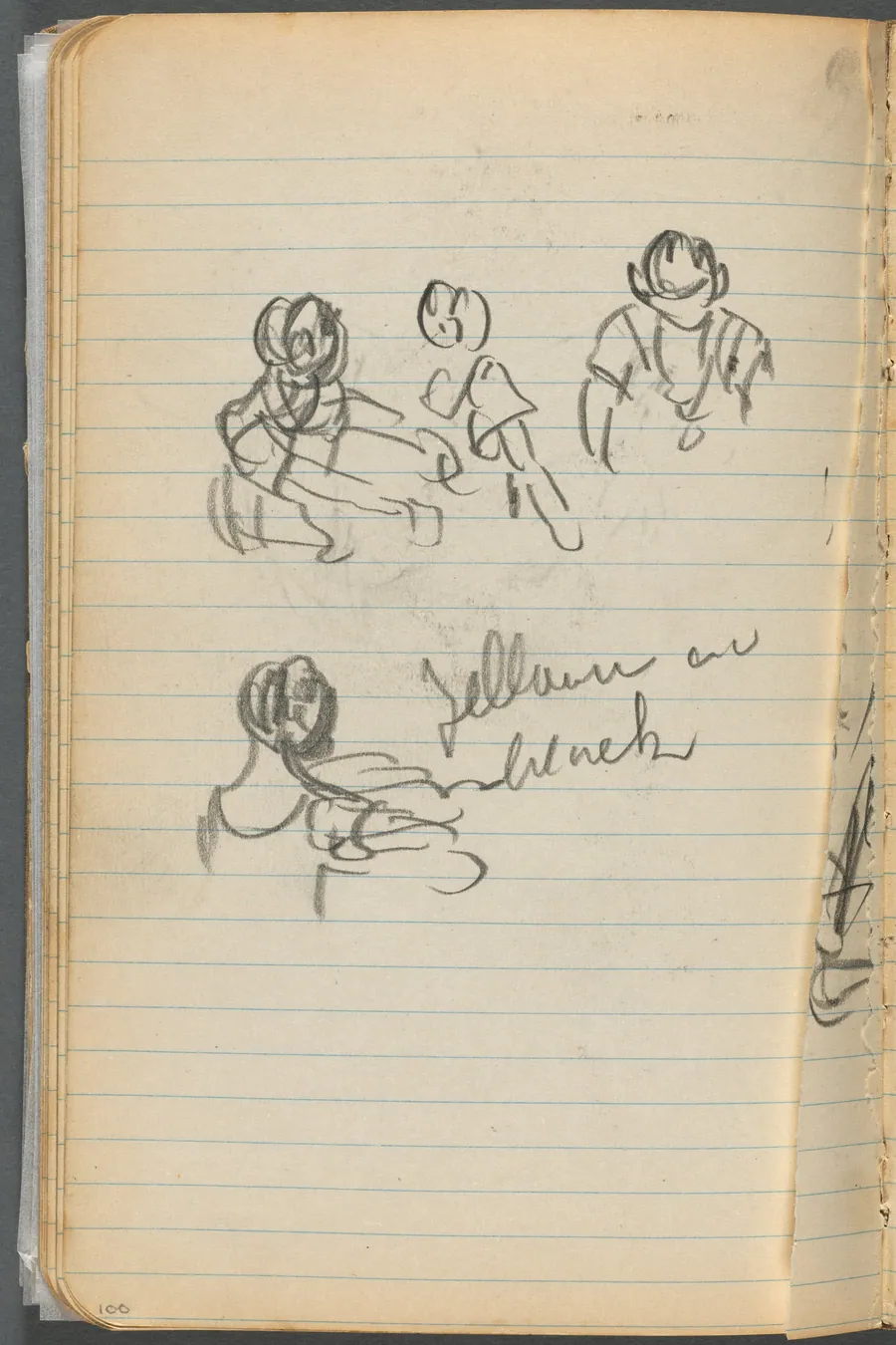 Sketchbook, page 100: Figures with Notes by Maurice Prendergast