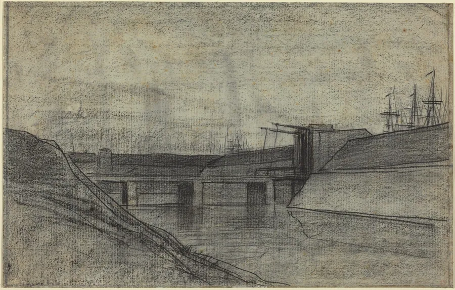 Bridge over an Estuary by Charles-François Daubigny