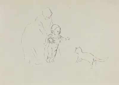 a) Nurse and Child (recto); b) Man on Horseback (verso)