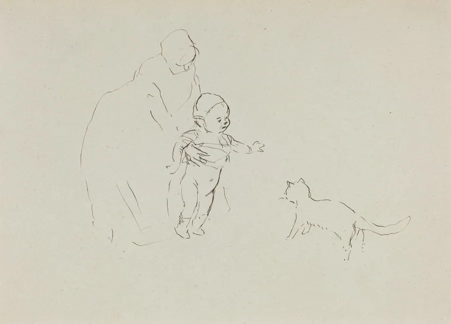 a) Nurse and Child (recto); b) Man on Horseback (verso) by Jean-Louis Forain