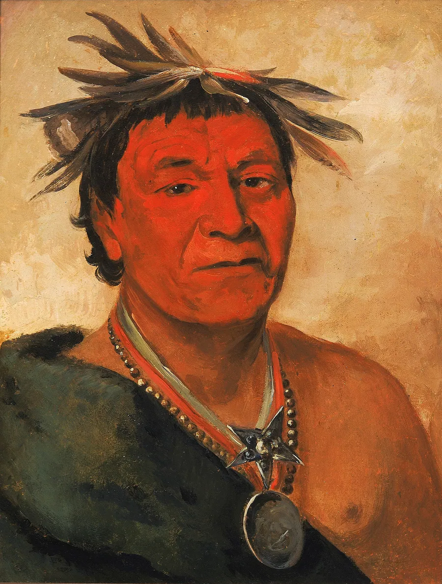 O-ho-páh-sha, Small Whoop, a Distinguished Warrior by George Catlin, born Wilkes-Barre, PA 1796-died Jersey City, NJ 1872