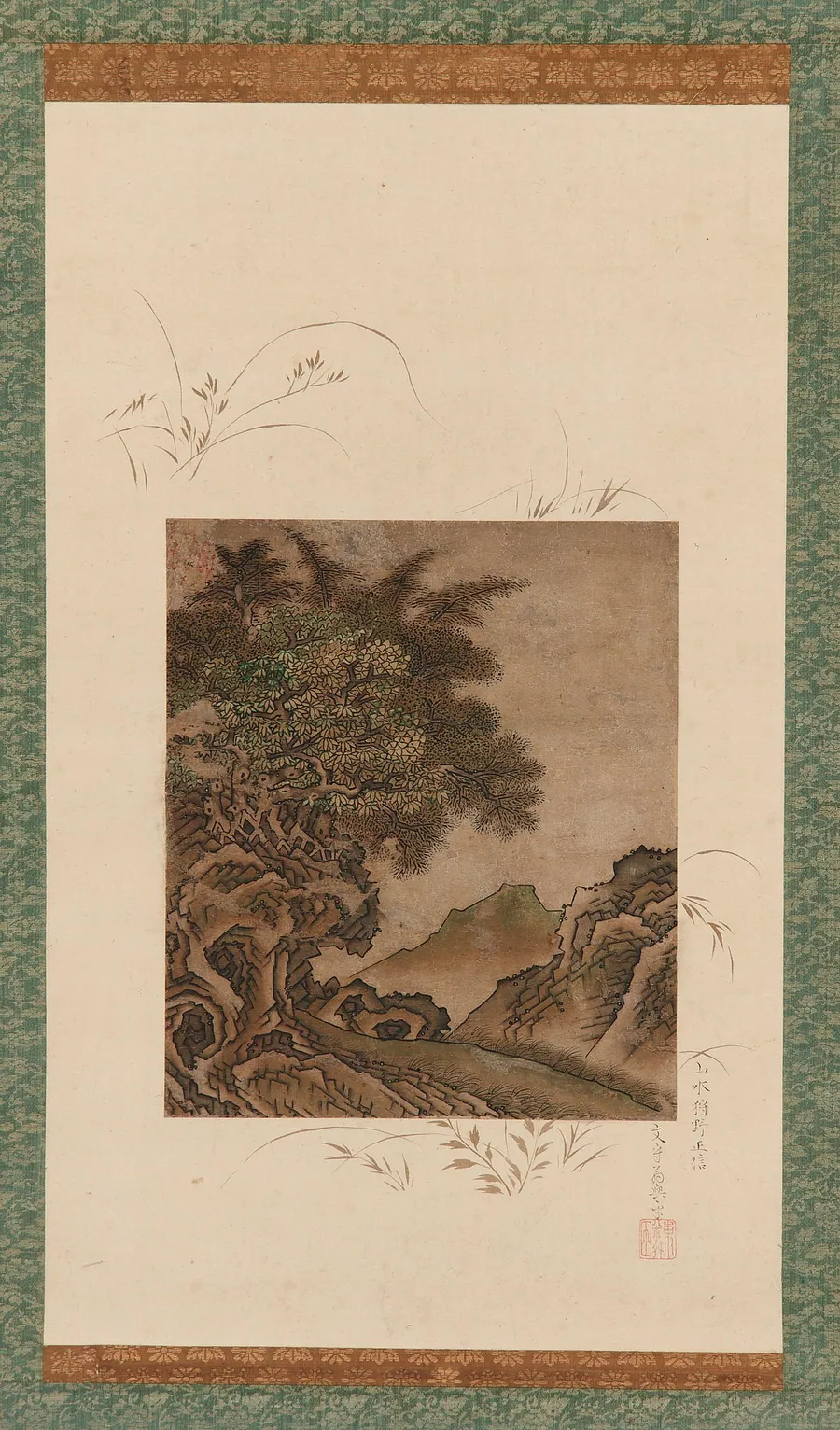 Damaged fragment of screen by Attributed to Kano Masanobu (1434-1530)