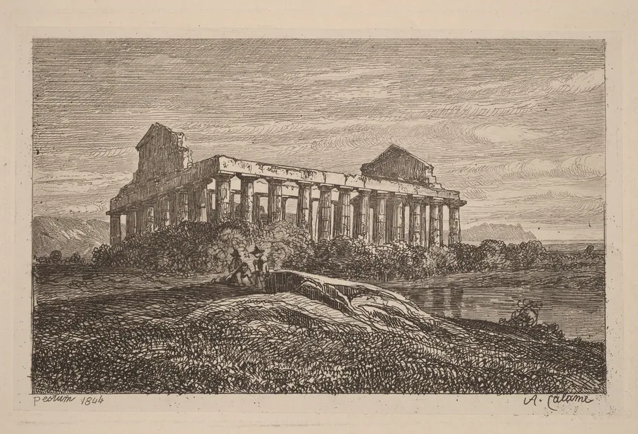 Ruins at Paestum by Alexandre Calame