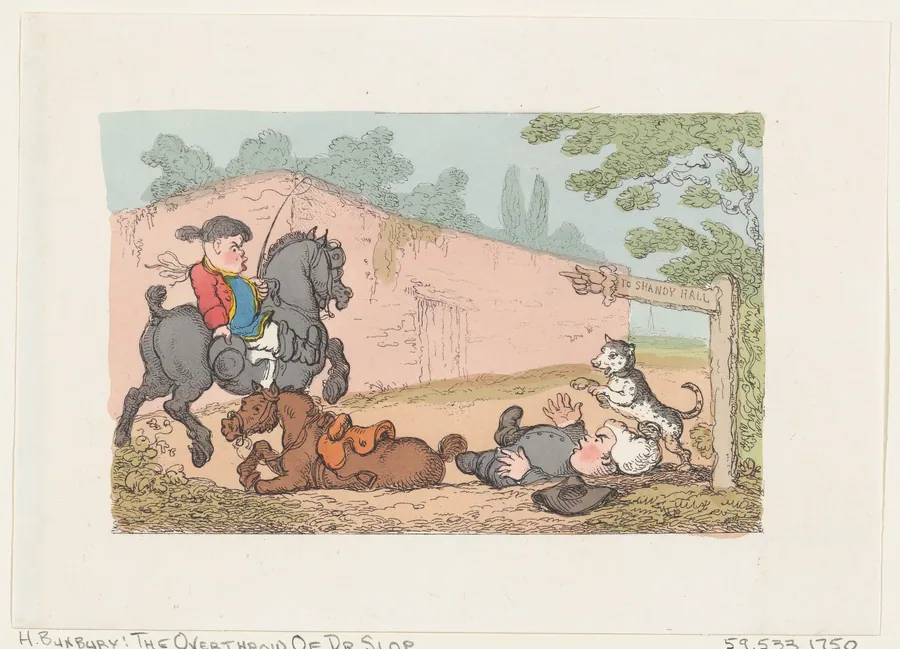 The Overthrow of Dr. Slop (Tristram Shandy) by Thomas Rowlandson