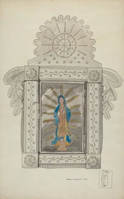 Tin Nicho Containing Guadalupe Bulto