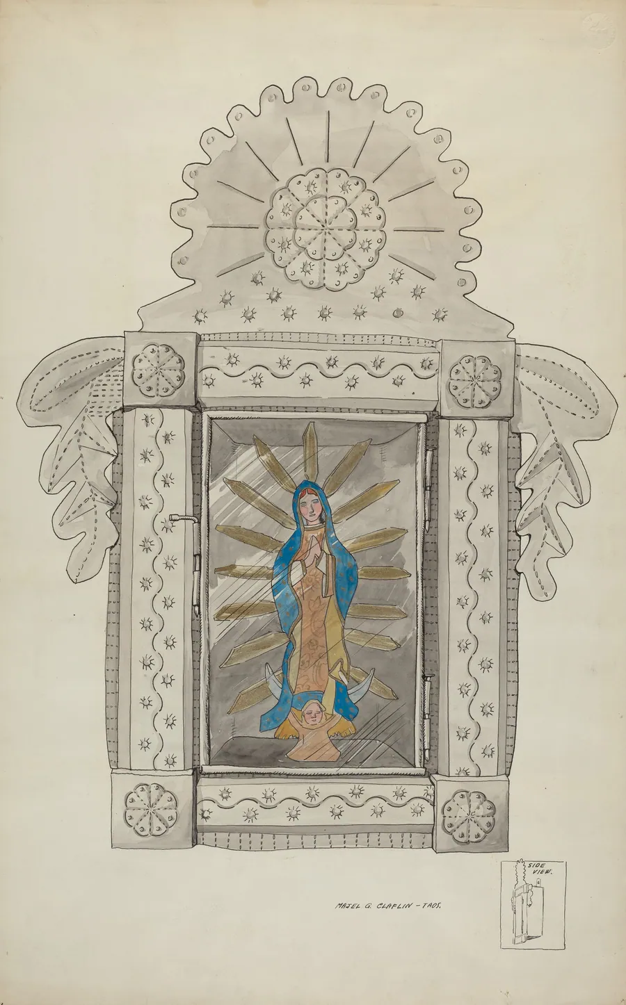 Tin Nicho Containing Guadalupe Bulto by Majel G. Claflin