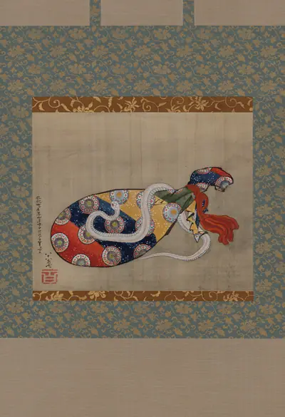 The Lute and White Snake of Benten (Sarasvati)