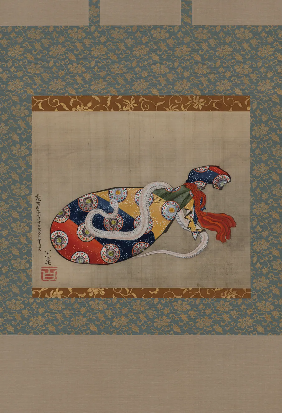 The Lute and White Snake of Benten (Sarasvati) by Katsushika Hokusai 葛飾北斎 (1760-1849)