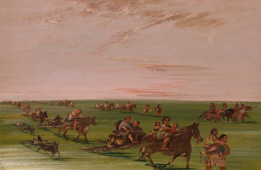 Band of Sioux Moving Camp by George Catlin, born Wilkes-Barre, PA 1796-died Jersey City, NJ 1872