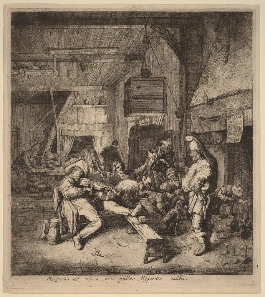 Violin Player Seated in a Tavern by Cornelis Dusart