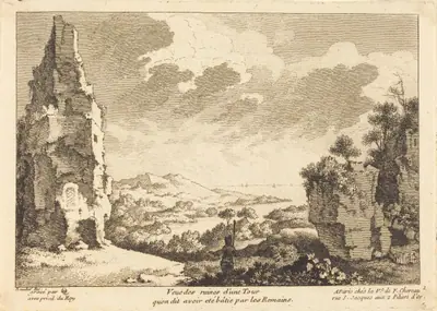 Veue des ruines d'une Tour qu'on dit avoir ete batie par les Romains