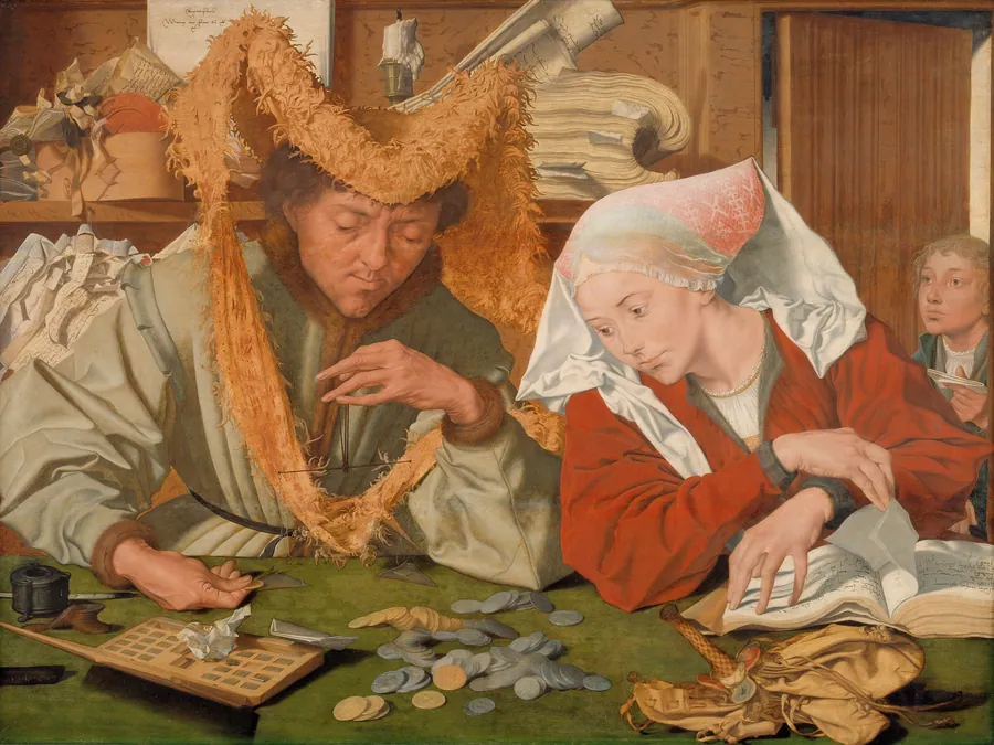 Købmanden med sin kone by Marinus van Reymerswale