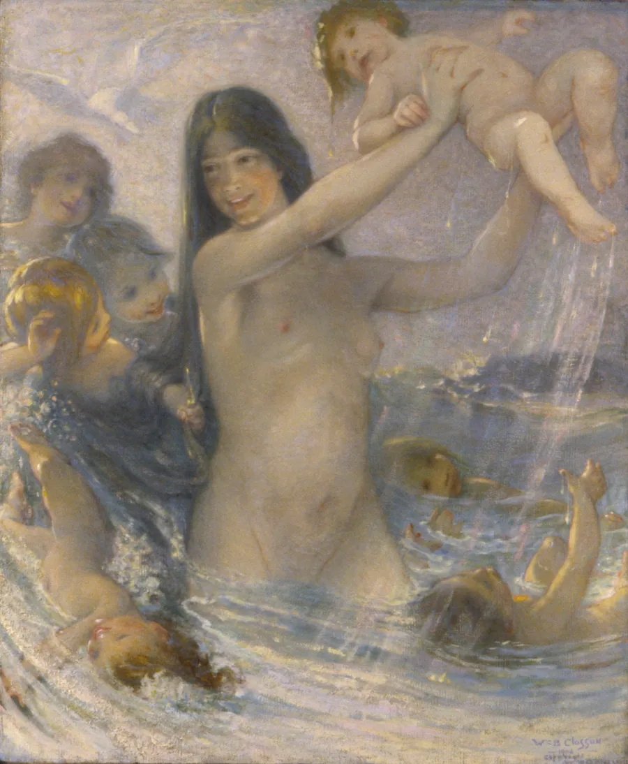 Nymph and Water Babies at Play by William Baxter Closson, born Thetford, VT 1848-died Hartford, CT 1926