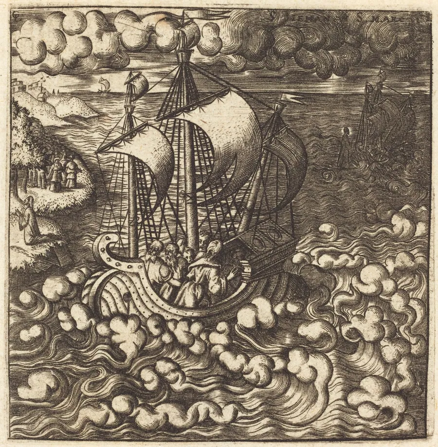 Christ Praying while His Disciples are in a Boat on a Windy Sea by Léonard Gaultier