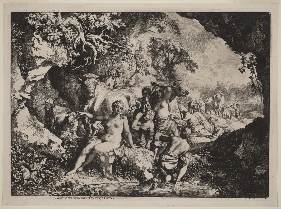 Nymphs Bathing in a Cave by Christian Wilhelm Ernst Dietrich