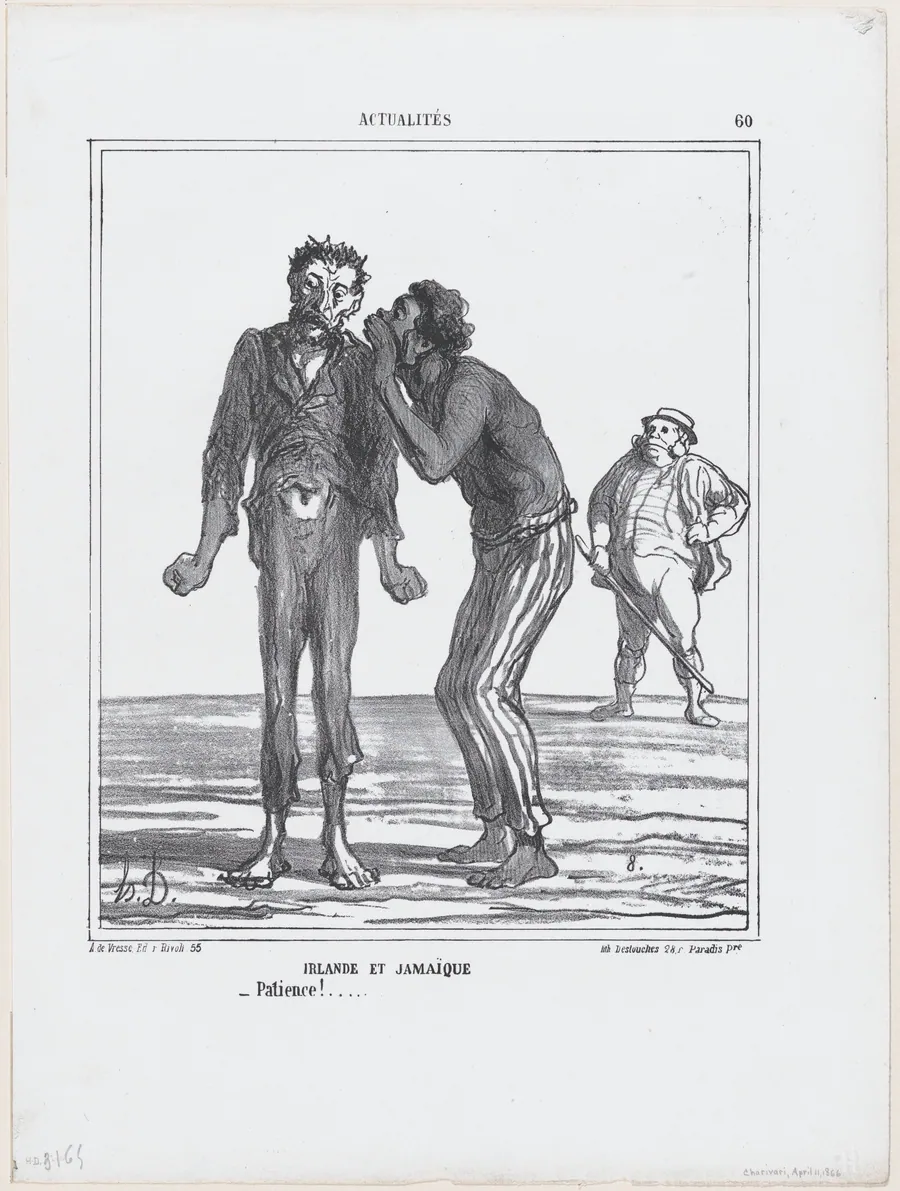 Ireland and Jamaica: Patience!, from 'News of the day,' published in "Le Charivari" by Arnaud de Vresse