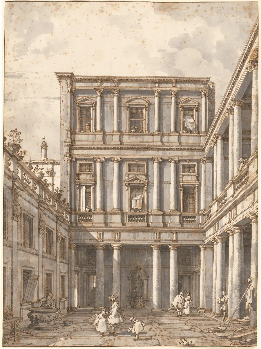 A Venetian Courtyard, in the Procuratie Nuove by Canaletto