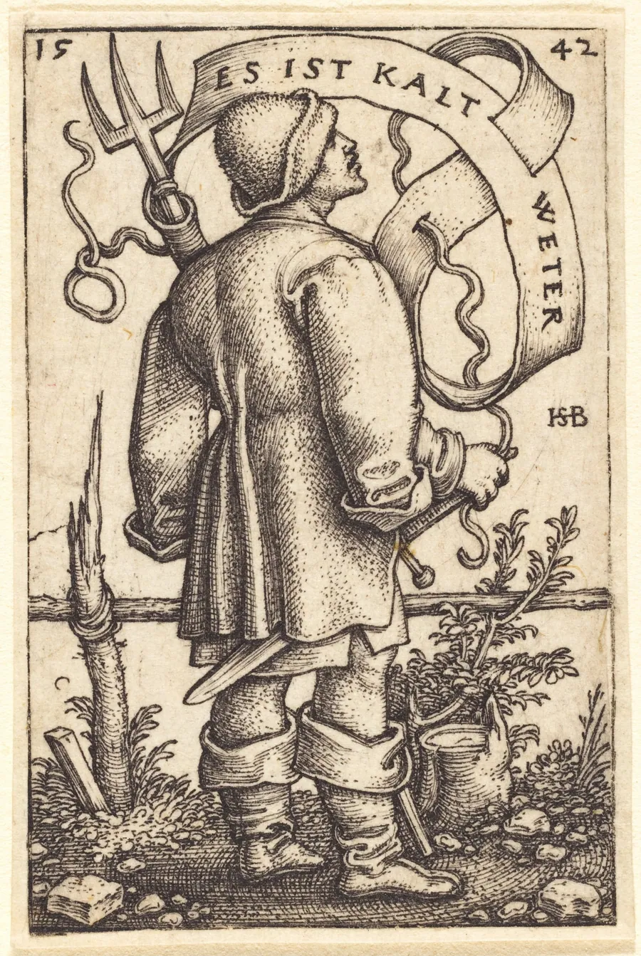 The Weather Peasant Facing Right by Sebald Beham