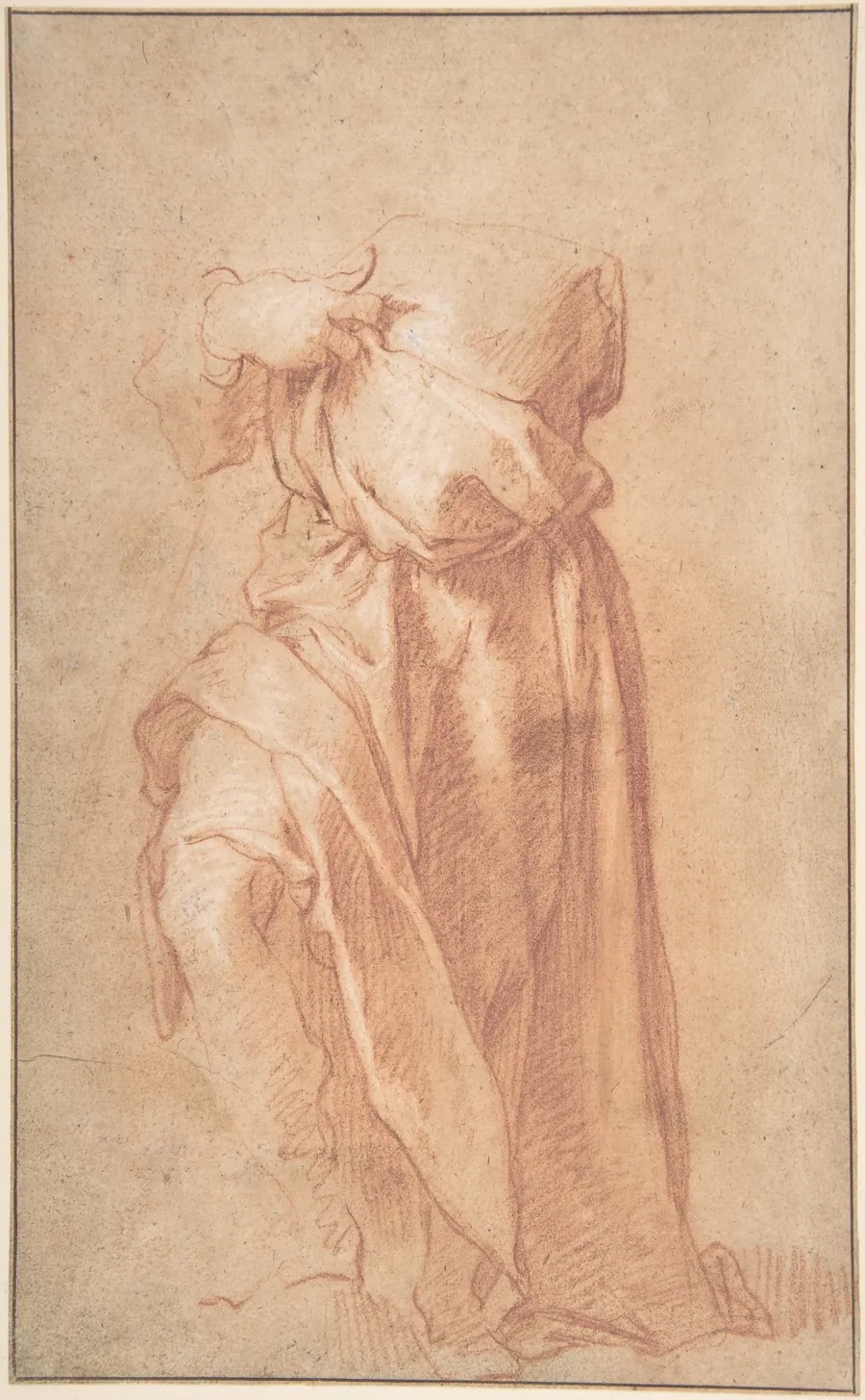 Study of a Headless Draped Figure with Arms Crossed; verso: Figure of a Man in a Voluminous robe, Seen from Behind by Abraham Bloemaert