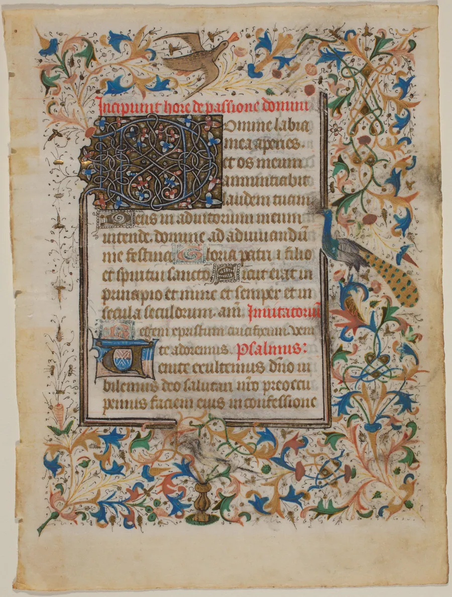 Manuscript Leaf from a Book of Hours (incip. Passionis) by French 14th Century
