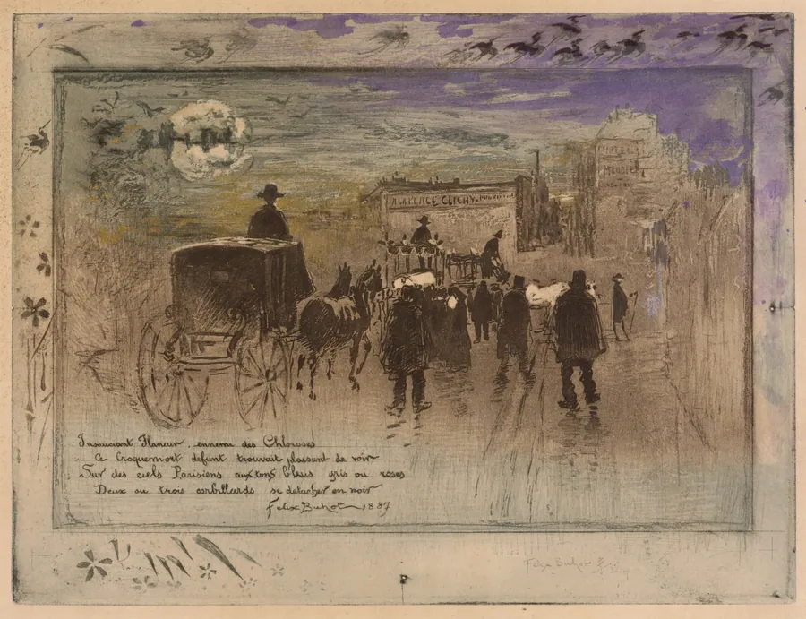 Funeral Procession on the Boulevard de Clichy by Félix-Hilaire Buhot