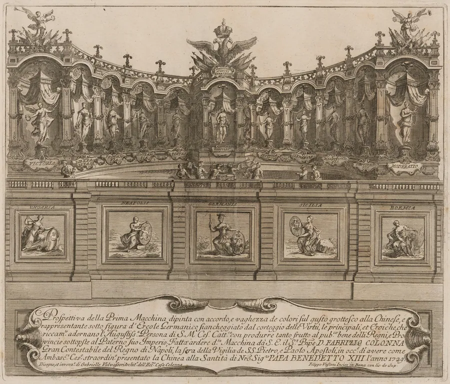 The Prima Macchina for the Chinea of 1729: Hercules Germanicus in the Theater of Virtues by Filippo Vasconi