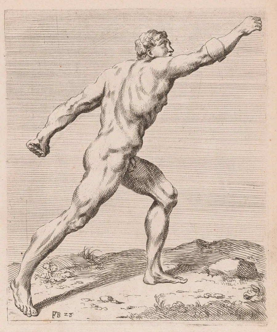 The Borghese Gladiator, side view, turned to right [plate 28] by François Perrier