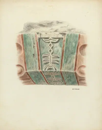 Carved and Painted Keystone