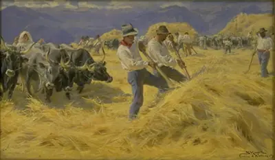 Tærskning i Abruzzerne. Cività d'Antino