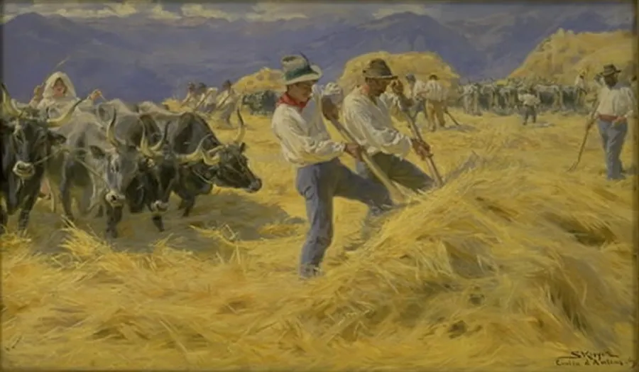Tærskning i Abruzzerne. Cività d'Antino by P.S. Krøyer