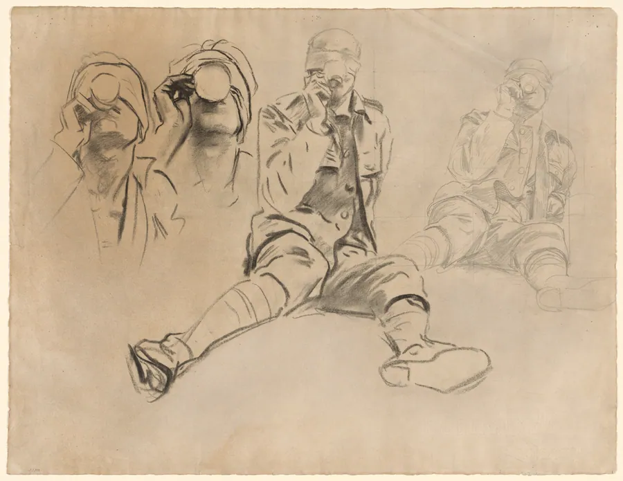 Studies of a Soldier Drinking, for Gassed (recto) by John Singer Sargent