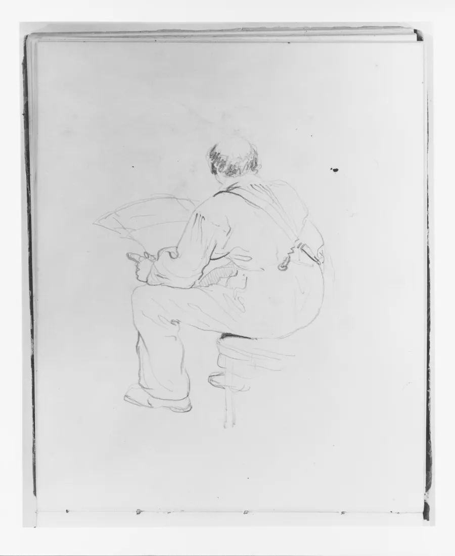 Seated Man Reading a Newspaper (from Sketchbook) by Francis William Edmonds