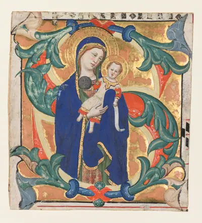 Initial S[alve sancta parens]  from a Gradual: Madonna and Child