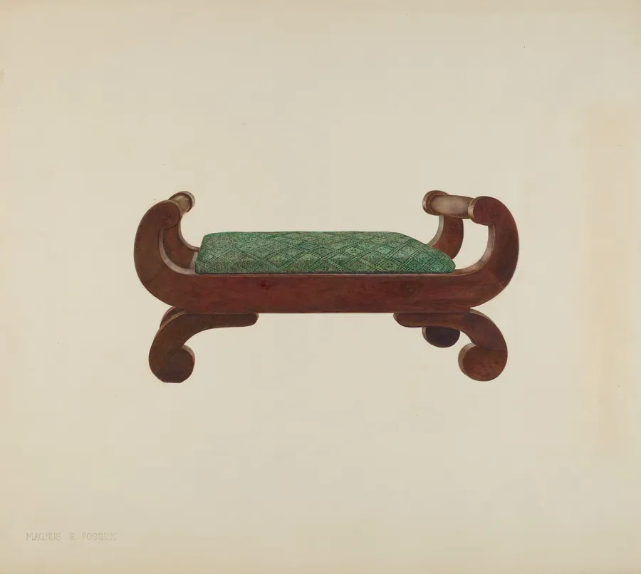 Foot Stool - Mahogany with Horse Hair Covering by Magnus S. Fossum