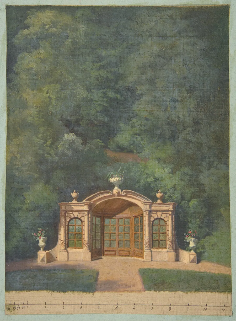 A garden pavilion in a forested landscape by Jules-Edmond-Charles Lachaise