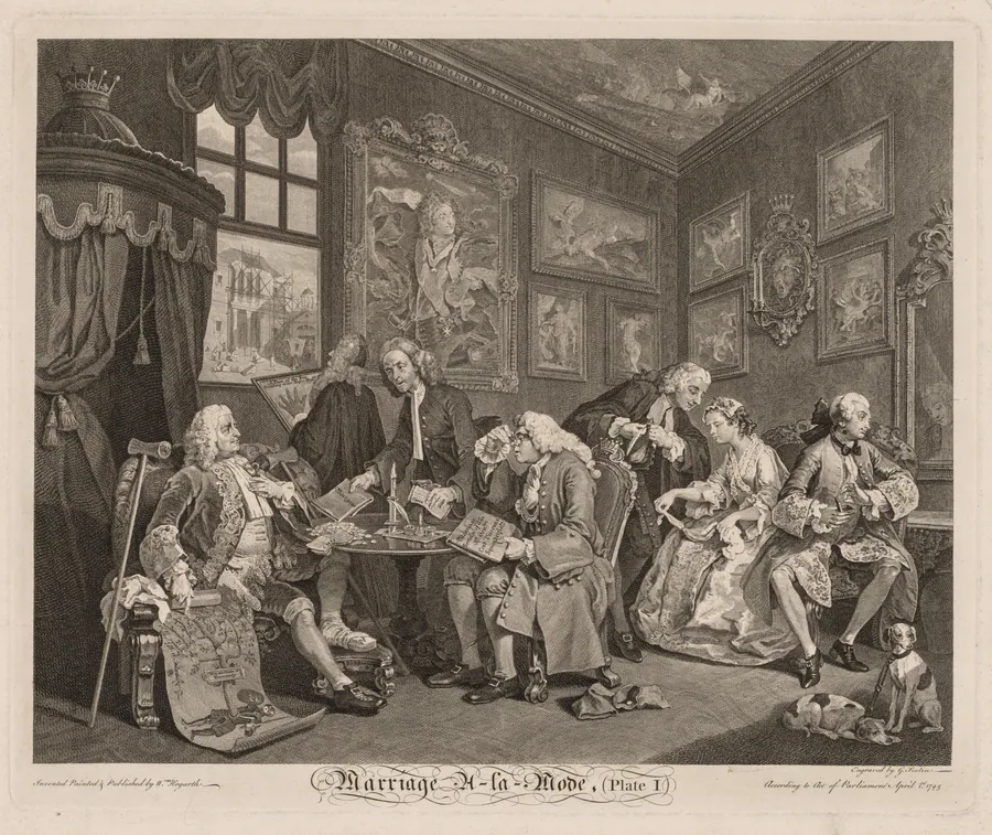 The Marriage Settlement, Plate 1 by Gérard Jean-Baptiste Scotin II