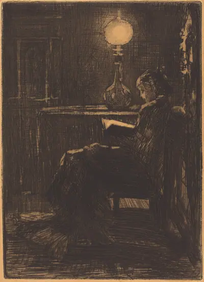 Liseuse à la Lampe (Woman Reading by Lamplight)