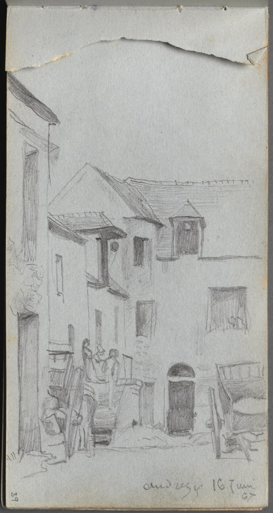 Sketchbook, page 39: Street Scene by Ernest Meissonier