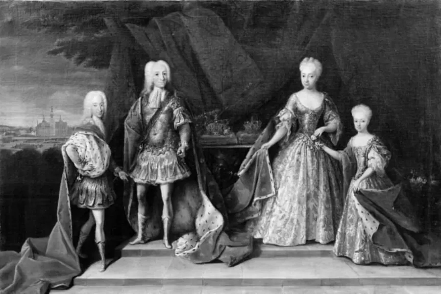Kong Frederik IV med familie by Ubekendt