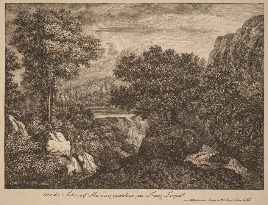 Resting Travelers in a Mountainous Landscape by Franz Joseph Leopold