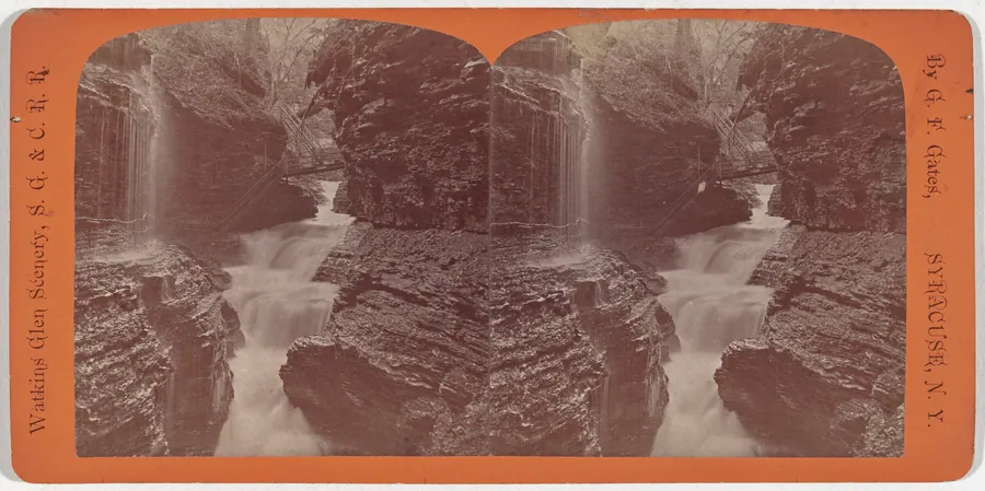 Watkins Glen Scenery, Rainbow Falls and Triple Cascades by George F. Gates