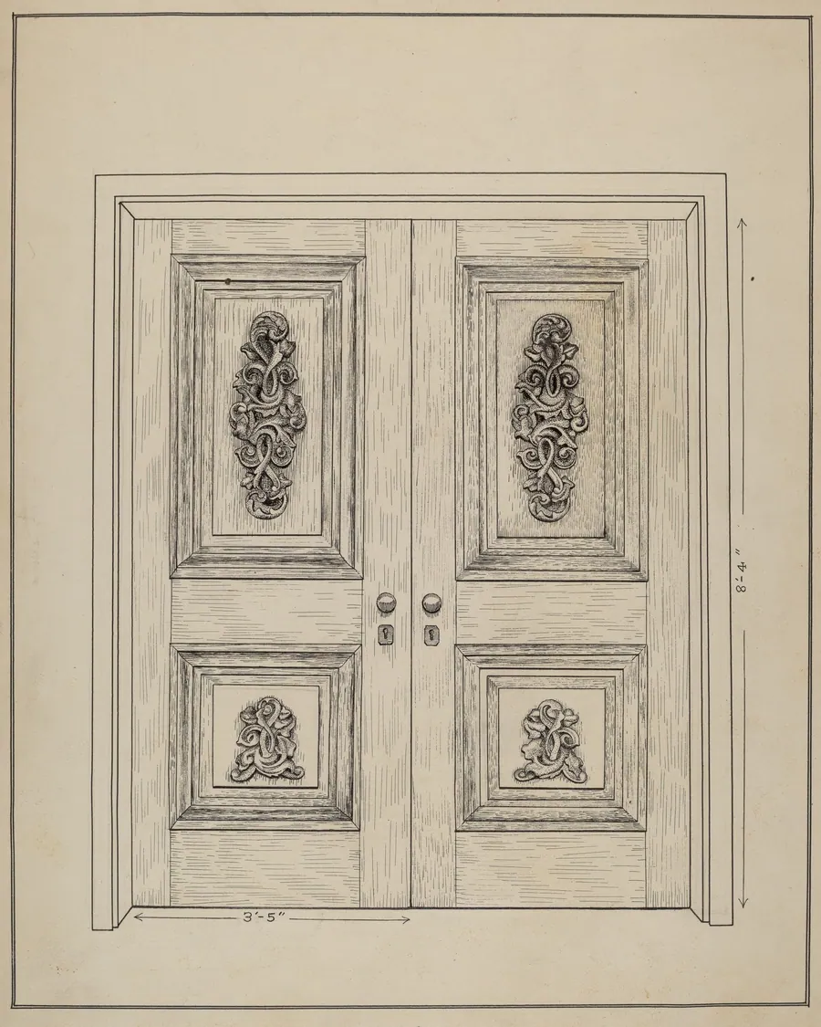 Carved Wooden Door by Ray Price