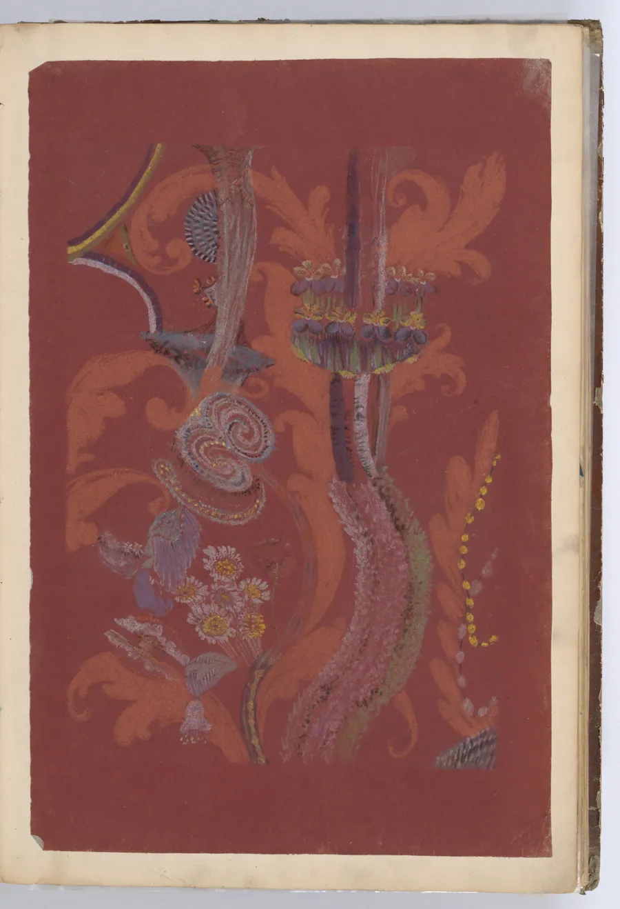 Scrapbook with Textile Designs on Colored Papers by Anonymous, French, 19th century