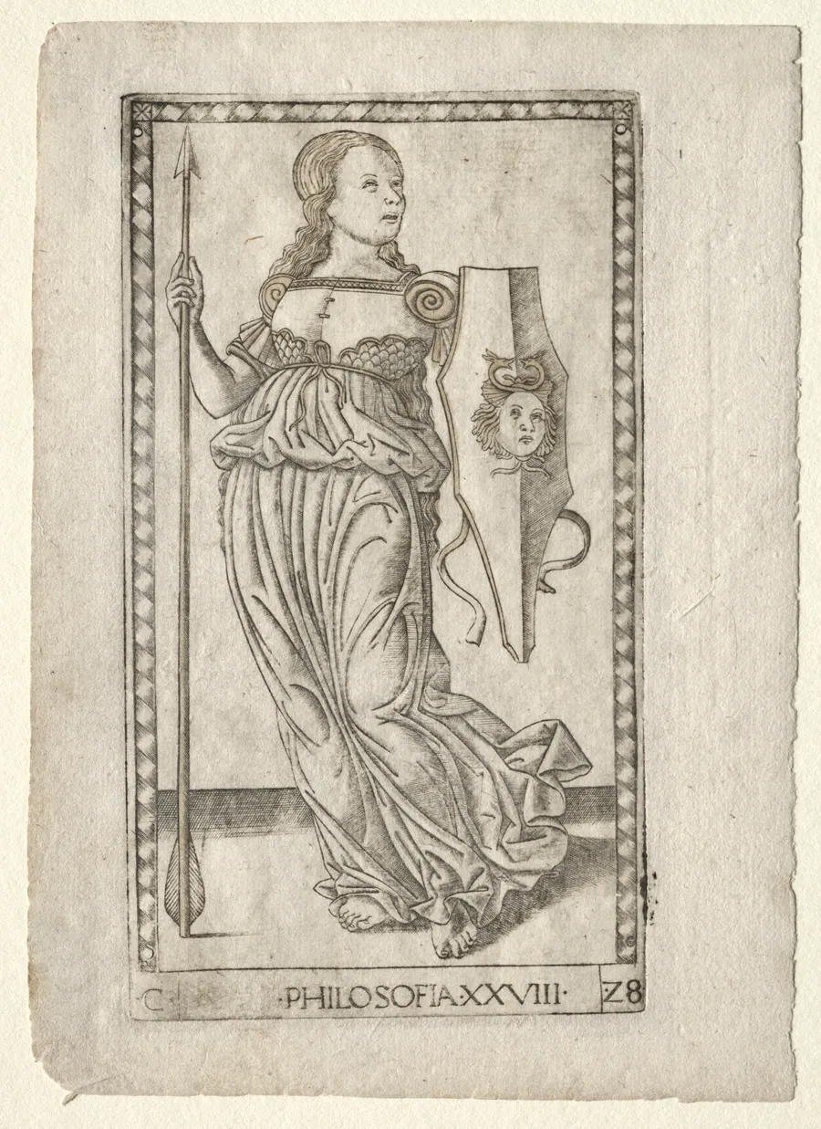 Philosophy (from the Tarocchi, series C:  Liberal Arts, #28) by Master of the E-Series Tarocchi