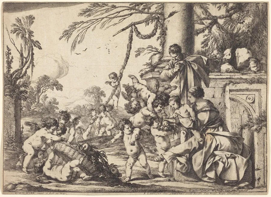 Holy Family with Putti by Laurent de La Hyre